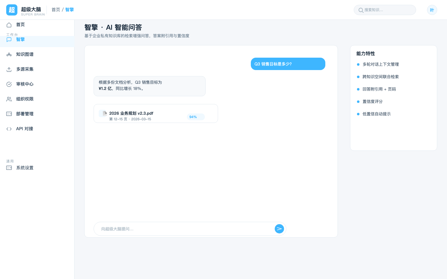 超级大脑 RAG 智能问答界面